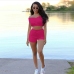 6Summer Casual Solid Matching 2 Piece Short Sets