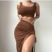 3Urban Outdoor Cropped Top And Slit Maxi Skirt Sets