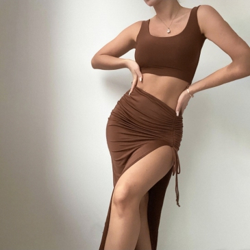 Urban Outdoor Cropped Top And Slit Maxi Skirt Sets