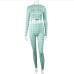 13Women Matching Grid Cropped Top And Trouser Sets