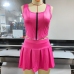 4Zipper Up Sleeveless Tank And Ruched Mini Skirt Sets