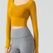 Plain Tight Fitted Long Sleeve Yoga Crop Top