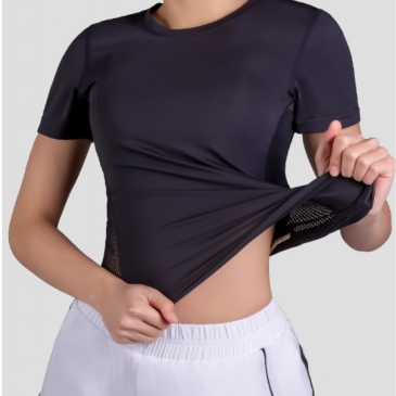 Summer Yoga Breathable Patch Short Sleeve Tee