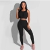 6Yoga Solid Fitness Camisole With Long Pants Set 